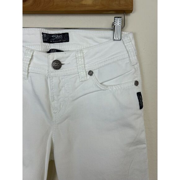Silver Jeans Women's W26 White Denim Suki Capri Mid Rise - Picture 7 of 11